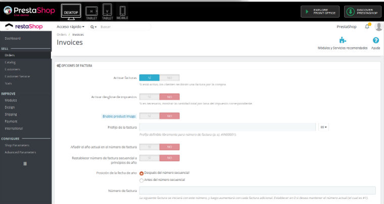 Hacer facturas Prestashop